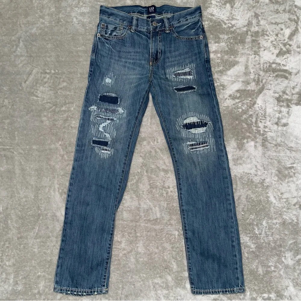 GAP Kids Distressed Blue Jeans & Tan Pattern Shorts Bundle Size 12 Boy